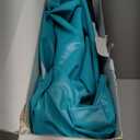 QPAU Blow up Inflatable Toddler Travel Bed with Sides, Toddler Air Mattress for Camping, Traveling, Hotel, or Home Use, Hand Pump Included (Cyan)