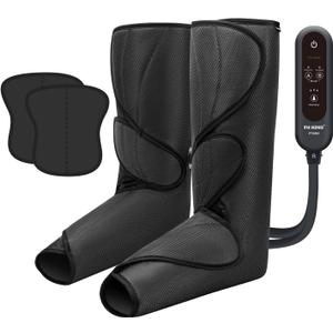 FIT KING Leg Massager for Circulation and Pain Relief, Air Compression Leg and Foot Massager to Relieve Pain Swelling Edema with 2 Size Extensions- Great Gift for Wife Mom and Friend (Dark Gray)