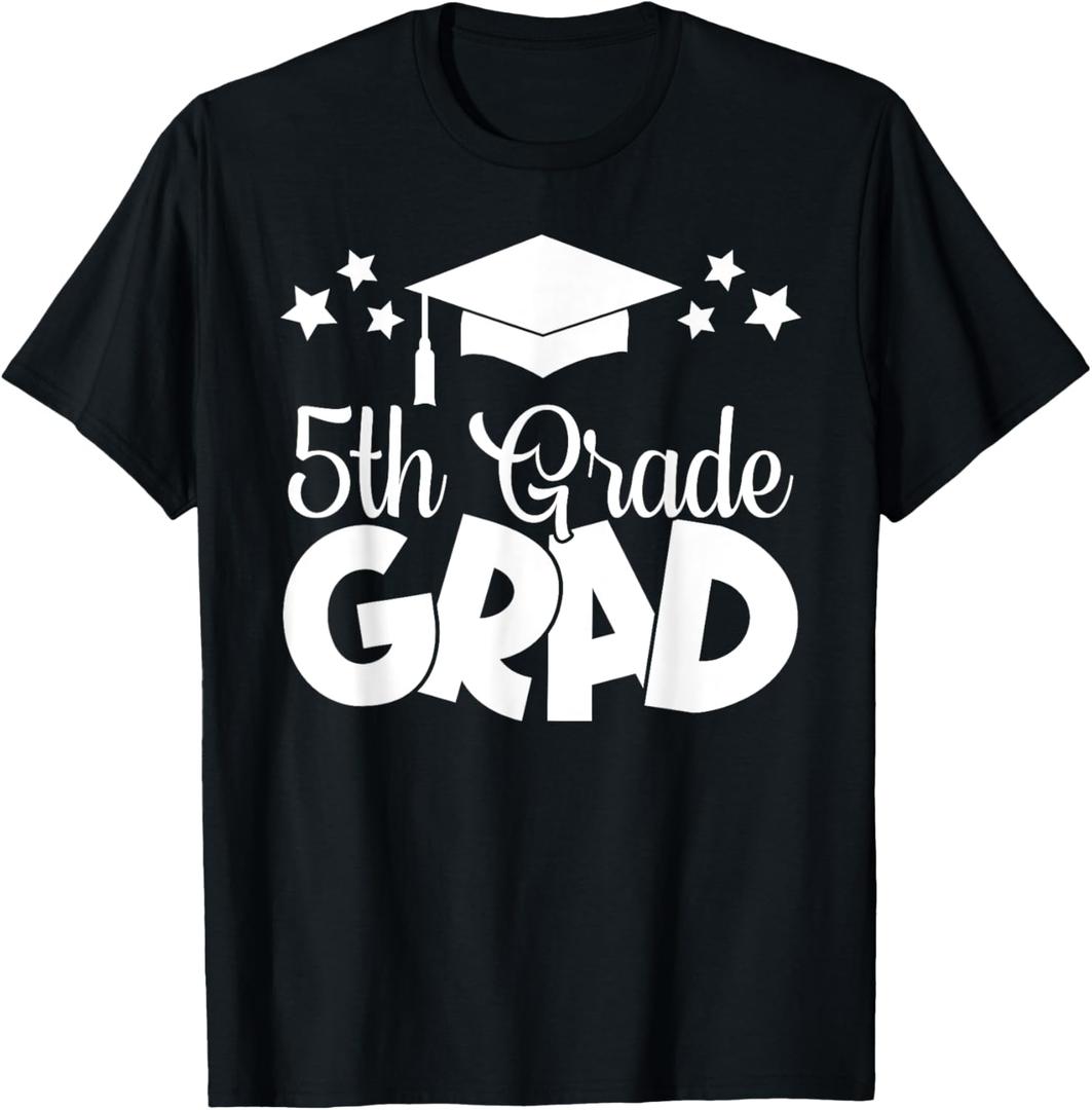 5th Grade Grad 2024 Gifts Boys Girls Graduation Cap, Gown T-Shirt (Black, M)