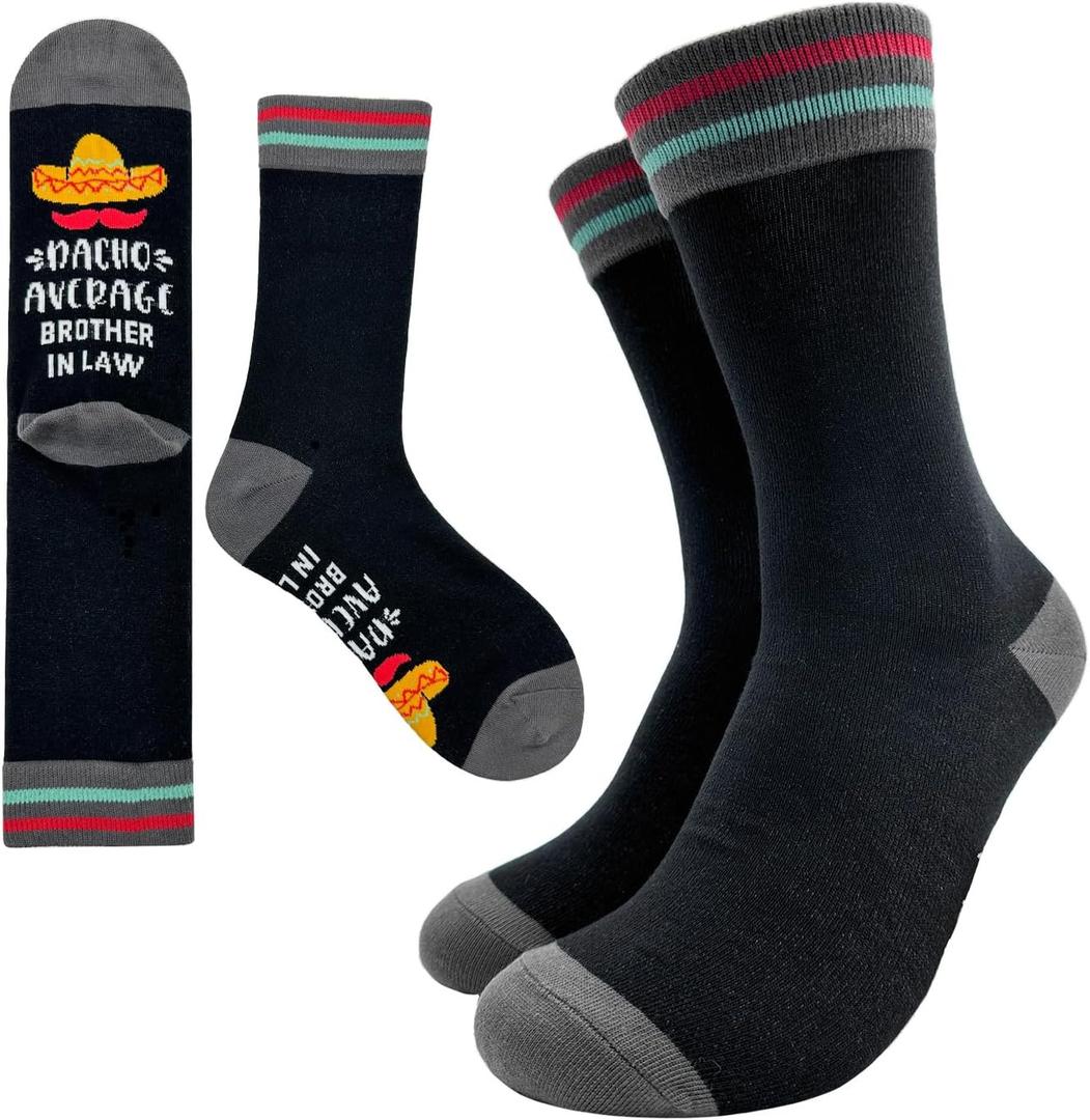 Brother in Law Novelty Funny Breathable Printed Cotton Socks, Unisex Cozy Knitted Crew Socks, Gifts For Son Uncle Brother Grandson Nephew, Brother Of The Bride, Brother in Law Wedding