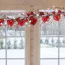 Winlyn 5.2 Ft Artificial Valentine's Day Garland Red Pink White Glitter Heart Garland with Berries for Valentine Party Holiday Wedding Festive Home Mantel Front Door Decor Dinner Table Centerpiece