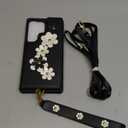 for Samsung Galaxy S25 Ultra Case with Wallet, Magnetic Snap Flip Leather Cover with Flower Design Credit Card Holder Stand WristbandSamsung S25 Ultra Protective Phone Case for Women (Black)