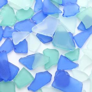 Jetec Sea Glass for Crafts Pieces Decor 25 oz Flat Frosted Sea Glass Vase Filler Crushed for Beach Wedding Party Decor Home Aquarium DIY Craft Supplies(Blue, White, Green)