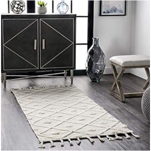 nuLOOM Dottie Soft Shaggy Textured Trellis Tassel Area Rug, 2'6x6, ivory