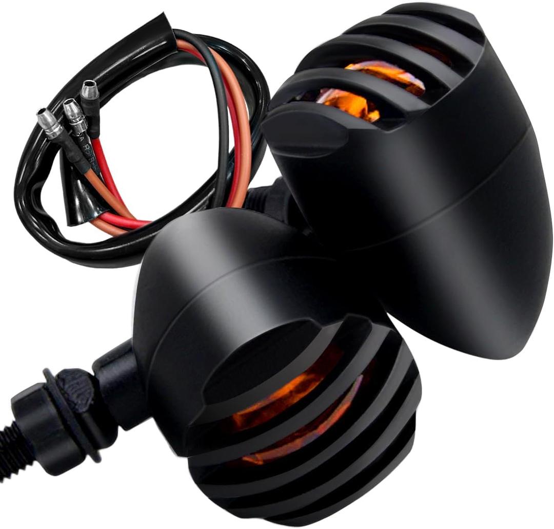 XINDELL LED Motorcycle Turn Signals - 2 Pack Universal Bullet Blinkers for Harley Davidson, Yamaha R3, Honda Shadow, and Cruisers, 3-Wire Rear Mount Signal Lights Kit for Motorcycles, Bobbers, Bikes