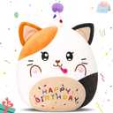 12 Birthday Cat Plush Pillow, Cat Stuffed Animal, Kawaii Plushie Soft Plush Toy Birthday Decor Gift for Kids Toddlers Girls Boys (Normal)