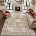 DEXI 9x12 Large Area Rugs for Living Room, Washable Rug for Bedroom, Beige