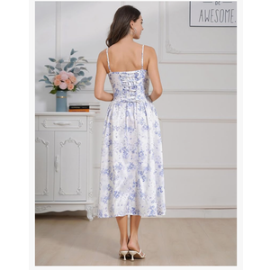 Women’s Corset Dress Sexy Thigh Spaghetti Strap Bustier Cocktail Dress Low Cut Boho Formal Dresses with Pockets
XL