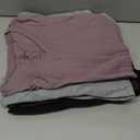 Real Essentials 4 Pack: Womens Cotton Long Sleeve V-Neck T-Shirts Soft Casual Lounge Tee Tops (M)