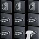 14 PCS Spray Bottle Holder Adhesive Hooks Clear Wall Mount Utility Hooks for Shower Curtain Rod Kitchen Home Bathroom Accessories