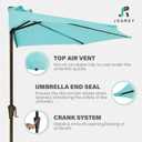JEAREY 9ft Half Umbrella Outdoor Patio Umbrella Market Umbrellas with Crank, 1/2 Round Wall Umbrella 5 Sturdy Ribs UV Protection for Pool Garden Balcony Deck, Teal Blue