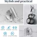 Suction Cup Hooks for Shower, Towel Hook for Bathroom Wall, 2 Pack No-Drill Wall Hanger for Kitchen, Glass, Mirror, Tile to Hang Robes, Loofah(Silver)