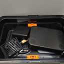 Extra Large Stainless Steel Litter Box with Lid, High Sided Enclosed Metal Cat Litter Pan, Dog Proof Front Entry Top Exit, Odor Control Easy Clean Leak Proof, Includes Mat, Scoop & Step, Black