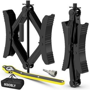 BEBOBLY Camper RV Wheel Chock Stabilizer, Heavy Duty X-Shaped Camper Wheel Chock 2 Sets with Wrench for Travel Trailer, Fits 3.5" to 12" Wheel Gaps, Anti-Move Tire Wheel Chock