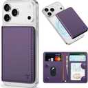 TUCCH for Magsafe Wallet with 6 Card Holders, RFID Blocking [Clear ID Window] PU Leather Men Women Folio Magnetic Phone Wallet for iPhone 17/16/15/14/13/12/Plus/Air/Pro/Pro Max Series, Dark Purple