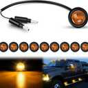Nilight 3/4Inch Round Marker Light 10PCS Amber LED Clearance 2 Connectors Side Indicator Bullet Lights IP68 Waterproof for Trailer Truck Camper Van Boat Bus
