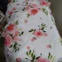 3 Pieces Flowers Crib Bedding Set Baby Ruffled Quilted Comforter with Fitted Sheet and Bed Skirt - Cute Ruffled Shabby Chic Baby Bedding Soft Blanket Floral Design