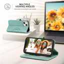 Wallet Case for iPhone 13 Mini, [RFID Blocking] Protective PU Leather Flip Cover with Card Slot Cash Pocket for iPhone 13 Mini(Green)