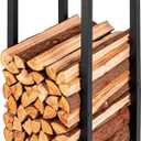 Firewood Rack Indoor Outdoor with Hooks - 39.8in Heavy Duty Fireplace Log Holder with Adjustable Feet, Metal Fire Wood Storage Racks & Enclosed Frame Fireplace Organizer