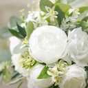 Ling's moment White Bridal Bouquet Cascading, White Wedding Bouquets for Bride, 13 Inch Ivory Bride Bouquets for Wedding Artificial Flowers Bouquets