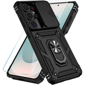 SunStory Phone Case for Samsung Galaxy S26 Ultra Case with HD Screen Protector & Kickstand & Slide Camera Cover,Phone Case for Galaxy S26 Ultra, Black