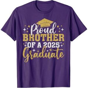 Brother Senior 2025 Proud Brother Of Class Of 2025 Graduate T-Shirt (Small, Purple)
