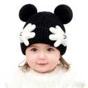 ZGMYC Warm Cotton Lined Baby Beanie Hat Cute Mouse Ears Knitted Winter Hats Funny Paws Beanies for Toddler Boys Girls