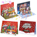 Caffox 2 Pcs Pop Up Christmas Greeting Cards with Light and Music, 3D Musical Christmas Gift Card with Envelope Holiday Décor Cards Gift for Family, Friends, Kids