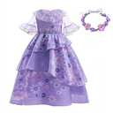 LZH Encanto Mirabel Costume Dress For Girls Cosplay Isabela Madrigal Princess Halloween Dress Up With Glasses Earrings , 140