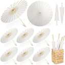 Aodaer 6 Pieces Wedding Paper Umbrella 23.6 Inch White Decorative Chinese Japanese Parasol Umbrella Crafts Vintage DIY Painting Decor Paper Wedding Favor for Photography Props Bridal Party