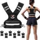Adjustable Weighted Vest for Women & Men, 11-20lb Vest with 6 Ironsand Weights for Strength Training,Weight Vest with Reflective Strip for Running Walking Exercise Workout (11-20 lb)