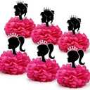 6 Pcs Pink Girl Party Decorations, Paper Flowers Birthday Party Decor, Pink Princess Honeycomb Centerpieces for Girl Theme Birthday Table Decorations