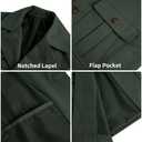 Pretifeel Mens Lightweight Safari Jacket Casual Military Button Up Multi-Pocket Cargo Coat Outwear, XL