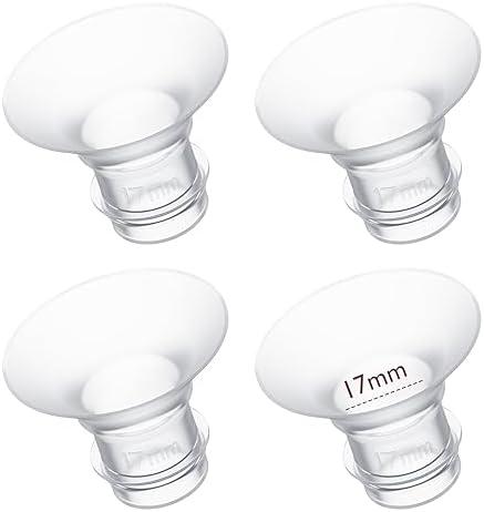 Momcozy Flange Insert 17mm Compatible with 24mm Flange/Shield of Most Pumps, Insert for Breast Pump Replacement Accessories, 4PCS 17mm