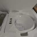 Small Bathroom Pedestal Sink White With Overflow Centerset Faucet Holes Grade A Vitreous China 33 Inch Tall x 16 Inch Wide x 14 Inch Projection Space Saving Ondine Design Renovator's Supply