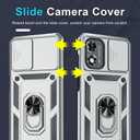 2 x Janmitta Compatible with Moto G Play 2024 Case Built in Slide Camera Lens Cover+Screen Protector+Ring Holder,Heavy Duty Shockproof Full Body Protective Phone Cover,Silver