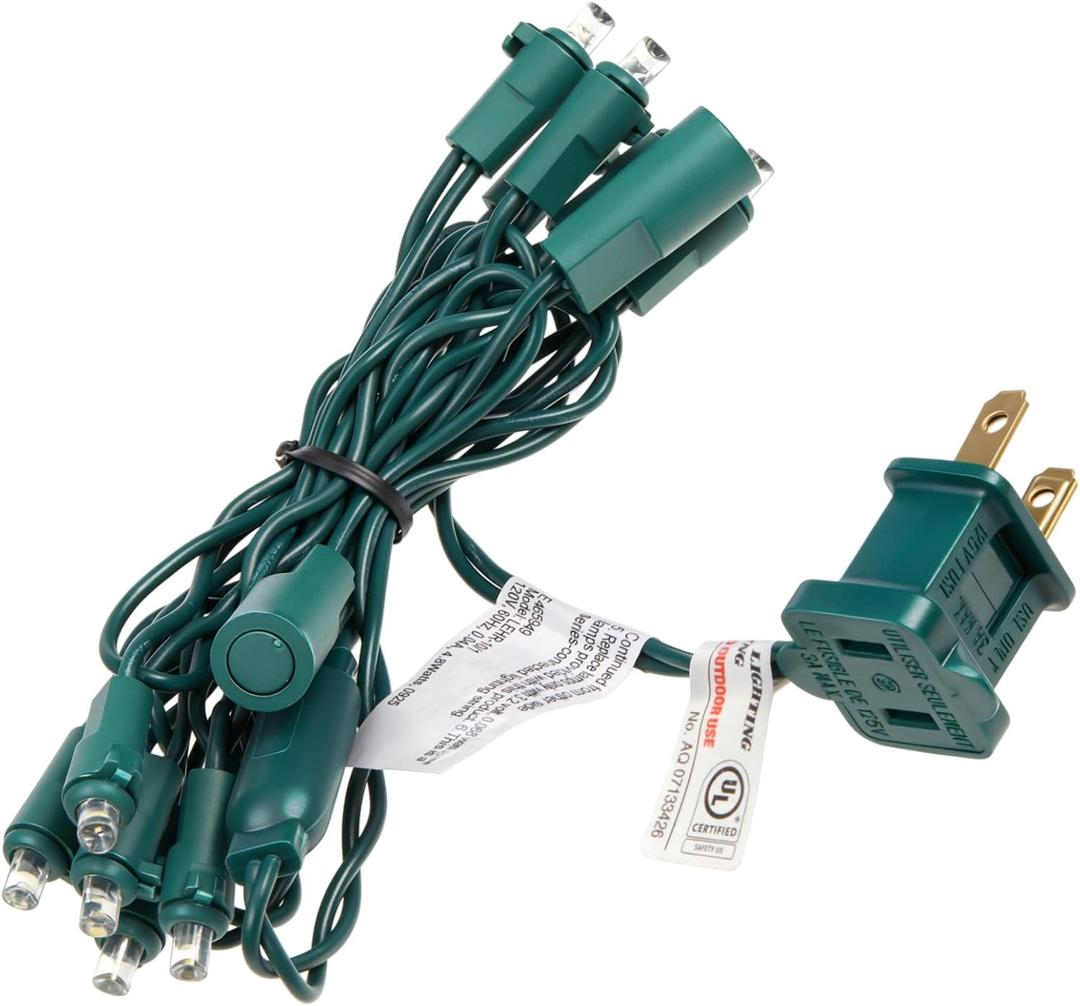 Glooglitter 5 feet 10 Light Christmas Mini Lights String, Warm White LED Christmas Short Fairy Lights on Green Wire for Xmas Decoration, Art Projects, Bottles and Crafts, Without Tail Plug