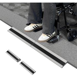 1" Rise Modular Threshold Ramp for Doorways, Stable Wheelchair Ramp for Home Steps, Aluminum Door Ramp and Curb Ramp for Scooters, Power Chairs, Cars, 1100LBS Load Capacity