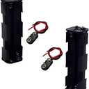 LAMPVPATH (Pack of 2) 8 AA Battery Holder, Two Layers Battery Case, 12v AA Battery Holder, 8 AA Battery Holder with Leads with (Pack of 2) I Fonts Clip Connector