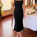 ZESICA Women's 2026 Summer Sleeveless Midi Dress Halter Neck Backless Wedding Guest Cocktail Party Bodycon Long Dresses (Black, L)