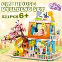 BrickTribe Cat House Building Set, Animal Playground Crossing Toy with 8 Cats and a Doll Minifigures Compatible with Lego Friends Pet Sets, Easter Gift Idea for Girls Kids Aged 6-12