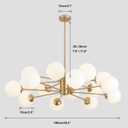 KCO Lighting Brushed Brass Chandelier Mid Century Modern Sputnik Chandelier Light Fixture Globe Flush Mount Ceiling Light Milk Glass Chandelier Gold Kitchen Island Lighting Fixture, 16-light
