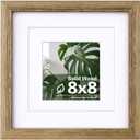 Egofine 8x8 Picture Frame Made of Solid Wood with Plexiglass, Display Pictures 4x4/6x6 with Mat or 8x8 Without Mat for Tabletop and Wall Mounting, Carbonized Brown