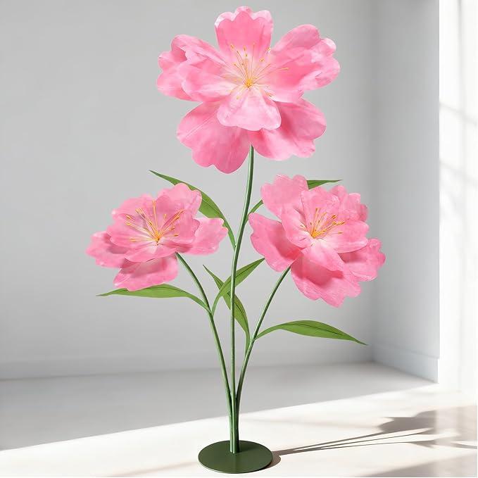 Giant Artificial Paper Flowers for Decoration 5.6 Ft, Waterproof Large Fake Flowers for Wedding Floral Garden Baby Shower Decorations Birthday Party Shop Window Display Photography Props, Pink