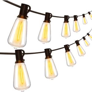 Ollny Outdoor String Lights 160FT, Shatterproof Connectable Patio Lights with 80+4 Spare ST38 Vintage Bulbs, 2200K Warm White Waterproof Outside Hanging Light for Yard Camping Gazebo Porch Balcony