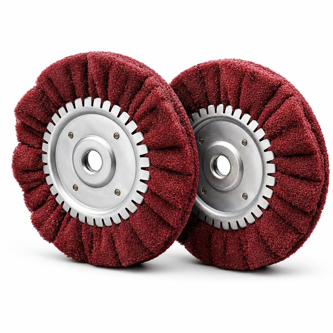 8" Non-Woven Airway Buffing Wheel 2PCS, Flange-Free Integrated Hub, 5/8 Arbor, Coarse Non-Woven SurfaceConditioning Wheel for Angle Grinder, Polishing Aluminum & Stainless Steel