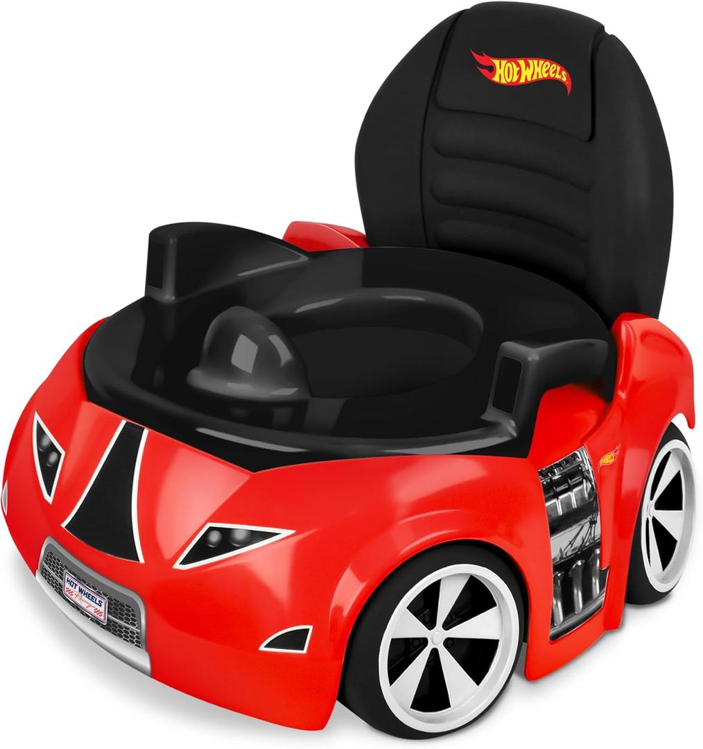 Hot Wheels Race Car Potty Training Toilet, Includes Detachable Toddler Toilet Seat and Kids Potty, Ages 12 Months and Up, Red