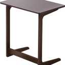 Zoopolyn Tv Tray Table Bamboo Tv Dinner Table C Shaped end Table for Sofa Couch Laptop Living Room Bedroom Brown (Dark)