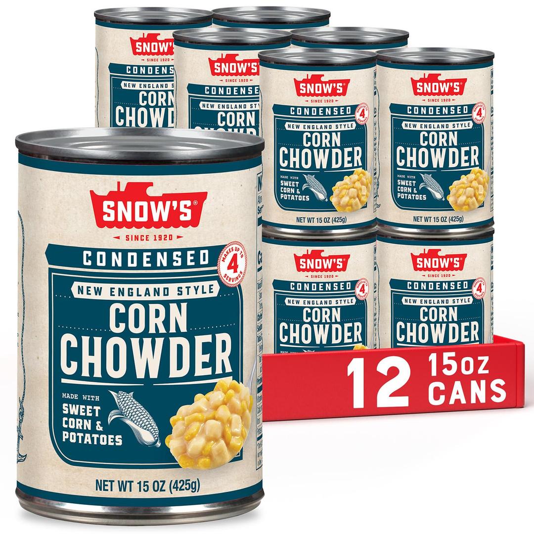 Snow's Condensed Corn Chowder, 15 oz Can (Pack of 12) - Creamy and Comforting Chowder with Corn, Spices and Hearty Potatoes (EXP 10/31/28)