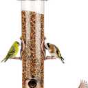 MIXXIDEA 1PK Metal Wild Bird Feeder,Squirrel Proof Bird Feeders for Outside,Hanging 6 Port Tube Bird Feeder,Finch Bird Feeder for Attracting Birds in Your Lawn, Garden, Balcony-Antique Copper